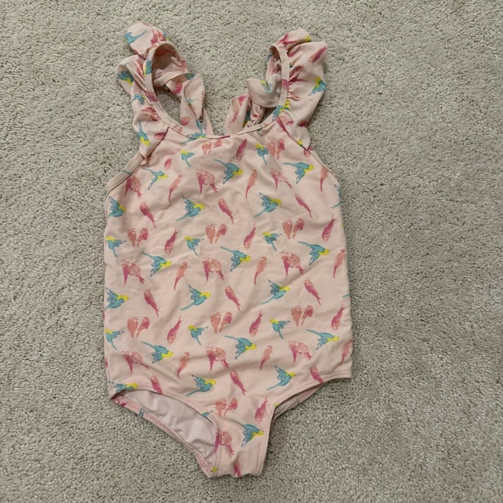 Emma One Piece Swimsuit, Tropical Bird Print